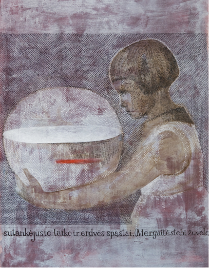 <span>Sutankėjusio laiko ir erdvės spąstai</span>. Mergaitė stebi žuvelę, Birutė Zokaitytė, 2010